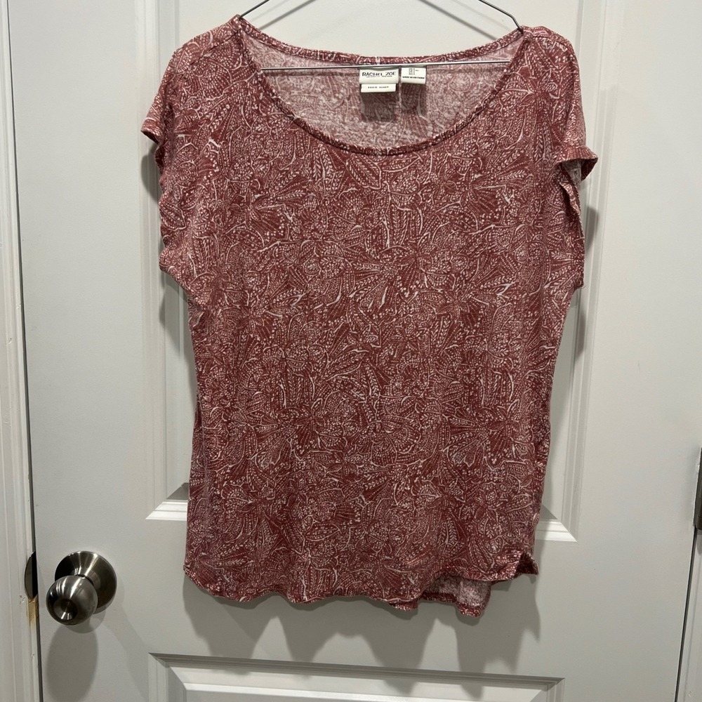 Rachel Zoe Paisley Print Linen Short Sleeve Top‎ Shirt Womens Large